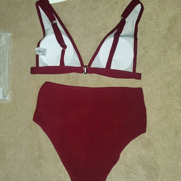 ZAFUL High wasited Bikini, Size Large/ 8 us, Burgundy - Picture 3 of 5
